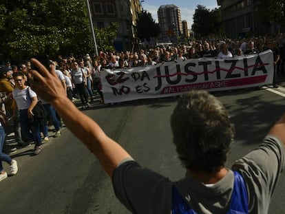 Manifestación en apoyo a los condenados de Alsasua, el pasado sábado en Pamplona.