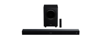 Xiaomi Soundbar Pro 2.1 ch de color negro con subwoofer