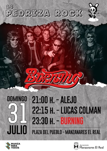 Cartel de la 14ª edición del festival Pedrizas Rock, en Manzanares el Real.