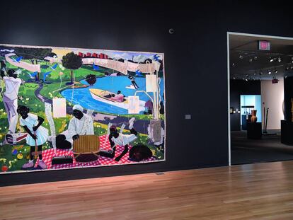 Past Times, de Kerry James Marshall, en la subasta en la que fue adquirido por Diddy Combs en 2018.