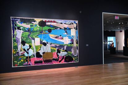 Past Times, de Kerry James Marshall, en la subasta en la que fue adquirido por Diddy Combs en 2018.