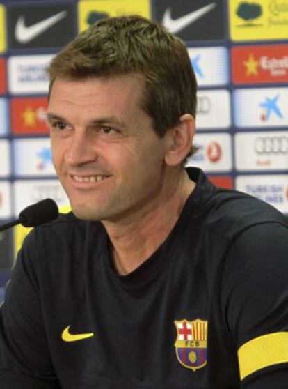 Tito Vilanova, hoy en la rueda de prensa.
