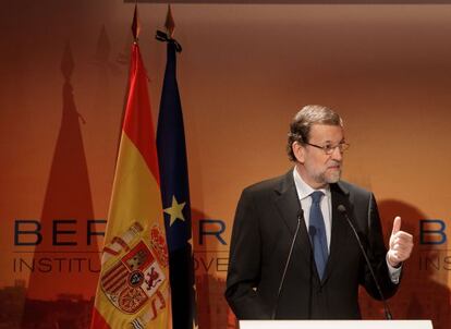 Spanish Prime Minister Mariano Rajoy attends a forum on the future of Europe in Madrid.