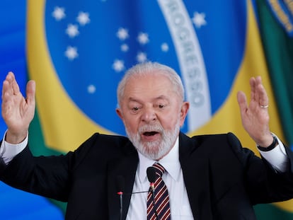 Lula da Silva, presidente de Brasil, durante una rueda de prensa este jueves en Brasilia.