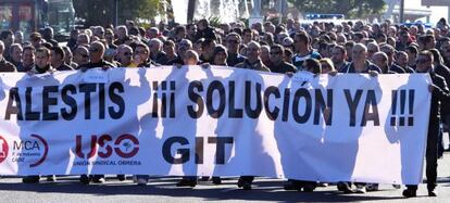 Trabajadores de Alestis, en una protesta en diciembre pasado.