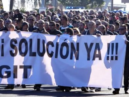 Trabajadores de Alestis, en una protesta en diciembre pasado.