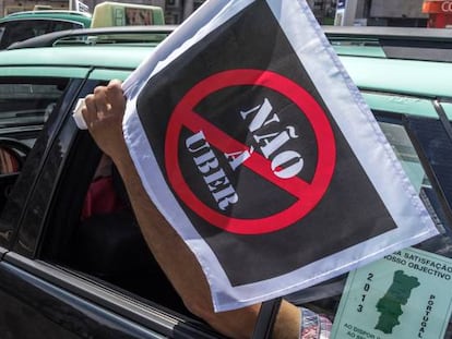 Protestas en Portugal contra los VTC.