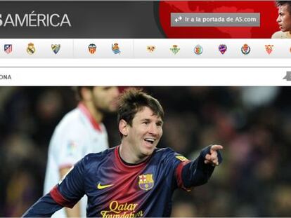 Imagen de Messi en la p&aacute;gina web del As.