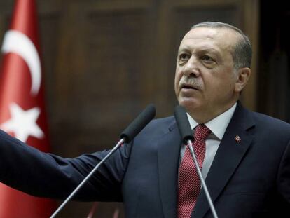 Erdogan, durante um ato de seu partido