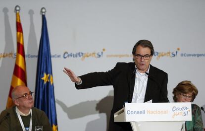 L'expresident Artur Mas aquest matí al Consell Nacional de CDC.