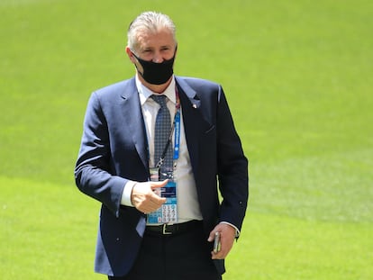 Davor Suker, hace unos días sobre el césped del estadio de Wembley, en Londres.