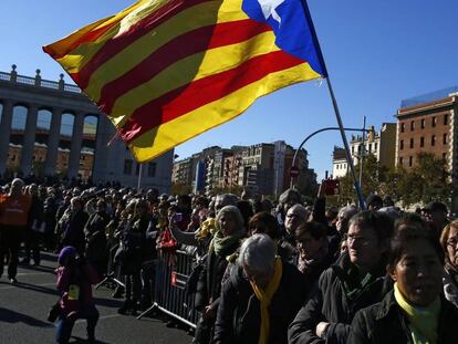 Manifestaci&oacute;n independentista en Barcelona este domingo. 