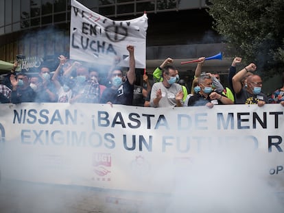 Manifestación de trabajadores de Nissan contra el cierre de fábricas en Cataluña, el pasado jueves en Barcelona.