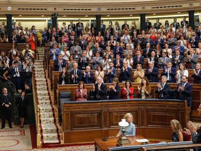 Pedro Sánchez interviene en el debate de investidura, el jueves. 