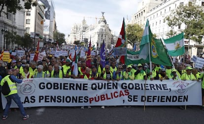 Manifestación de pensionistas en Madrid el 16 de octubre. 