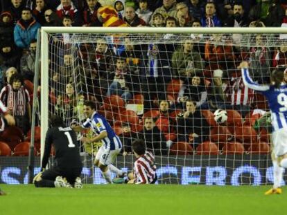 Víctor Sánchez, en el momento del gol ante el Athletic.