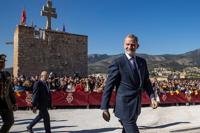 El rey Felipe VI, este jueves durante su visita a la localidad murciana de Caravaca de la Cruz con motivo de su Año Jubilar celebrado durante 2024.