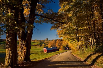 La granja Jenne Road, rodeada de arces, en Vermont.