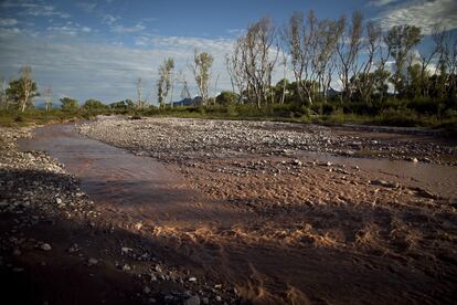 Tramo contaminado del río Sonora en la comunidad de Aconchi. En 2014 se registró el derrame de 40.000 metros cúbicos de desechos tóxicos en este cuerpo de agua por una falla en la infraestructura de la mina de Buenavista del Cobre, a cargo de Grupo México.