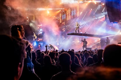 Un concierto de la Orquesta Panorama en las fiestas patronales de Sarria. Es la banda más emblemática de las verbenas estivales de Galicia y que realiza más de 200 actuaciones al año.