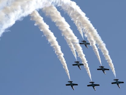 Momento de la exhibición de la Patrulla Águila durante el festival aeronáutico de Belín, en septiembre del año pasado.