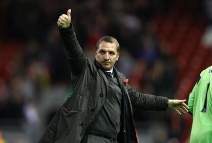 Brendan Rodger, durante un partido con el Swansea.