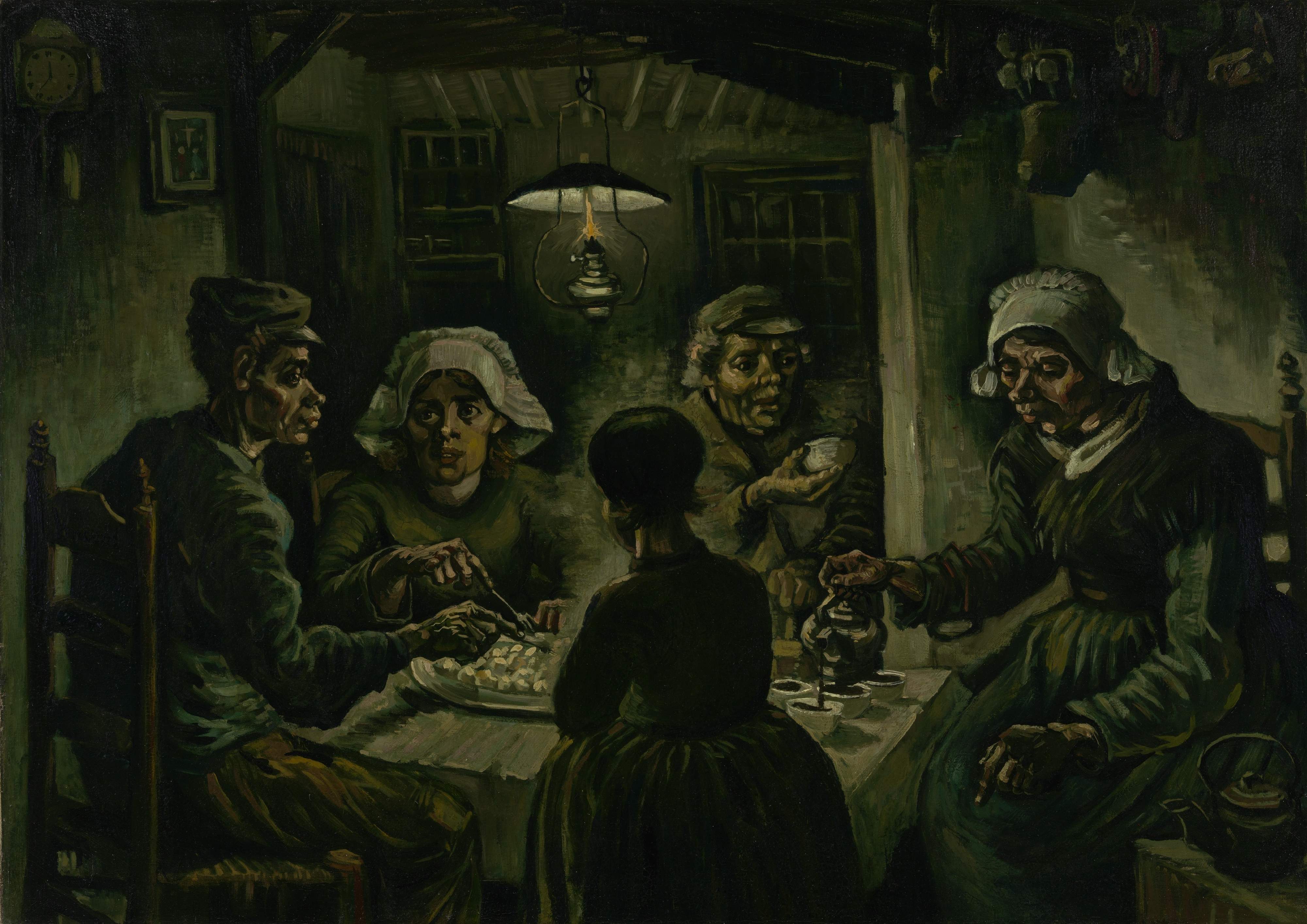 En 'Los comedores de patatas' (1885), de Van Gogh, que el propio autor consideró su primera obra maestra, la firma está integrada en el respaldo de una silla a la izquierda de la composición, pero hoy es casi imperceptible.
