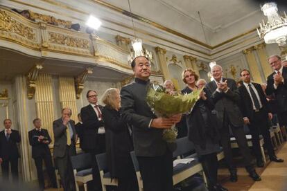 El Nobel de Literatura, Mo Yan, ayer en Estocolomo.