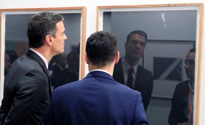 El presidente del Gobierno, Pedro Sánchez, hoy, en Arco.