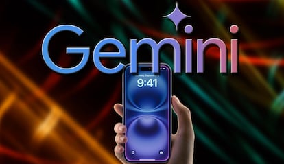 Logo de Gemini con un iPhone con iOS