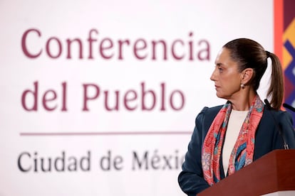 Claudia Sheinbaum durante la conferencia matutina del 11 de febrero, en Ciudad de México.