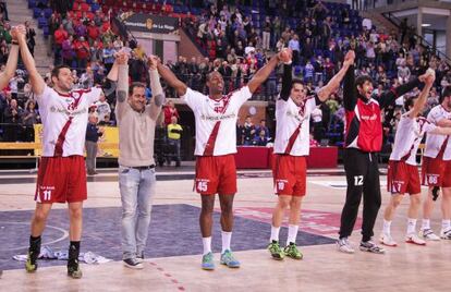 Los jugadores del Naturhouse celebran un triunfo este año.