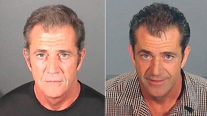 Las fichas policiales de Mel Gibson en 2006 (derecha) y 2011.