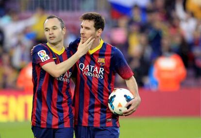 Iniesta y Messi, en la reciente goleada a Osasuna.