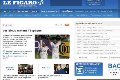 Más suave se muestra <i>Le Figaro</i>, quien titula en su página web así: "Los azules dominan a España". Además, lleno de pragmatismo, se centra en el próximo reto de la selección francesa, su enfrentamiento a Brasil, la gran favorita del Mundial.