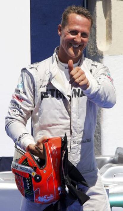Schumacher, tras lograr el podio en Valencia.