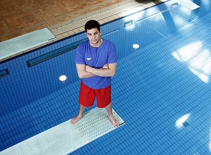 Javier Illana, en el trampoln de la piscina de saltos del Centro Mundial 86 de Madrid.