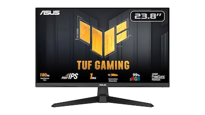 Monitor gaming sobre fondo blanco.