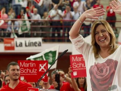 La presidenta de la Junta de Andaluc&iacute;a, durante un acto de campa&ntilde;a de las pasadas elecciones europeas.