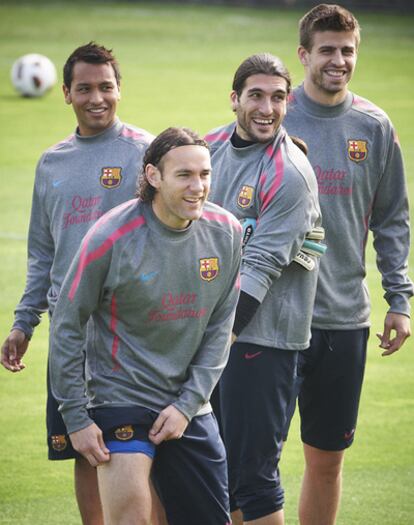 Los jugadores del Barcelona, en un entrenamiento
