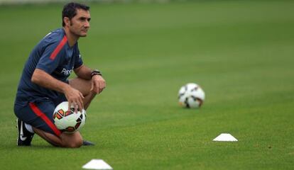 Ernesto Valverde, en un entrenamiento. 
