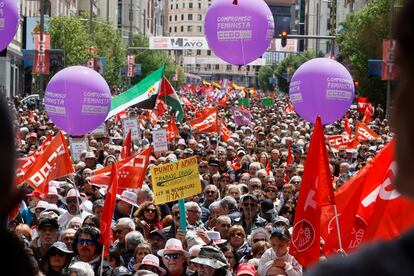 Manifestación por el Primero de Mayo en Madrid.