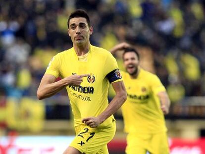 Bruno Soriano celebra el gol del Villarreal. 