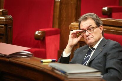 El president Artur Mas durant el ple del Parlament. 