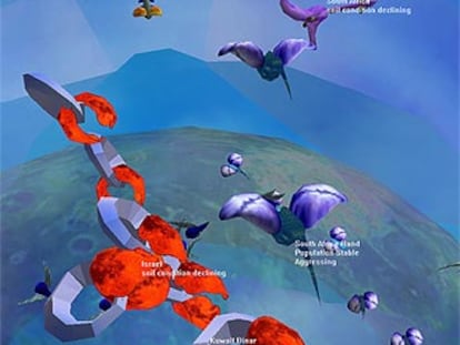 <i>Ecosystem,</i> de John Klima, convierte los títulos financieros en una especie de pajaritos que vuelan según fluctúa el valor de la acción.
<i>On translation: the bank,</i> de Antoni Muntadas, critica los movimientos monetarios, la pérdida de valor por el cambio y las comisiones de las entidades bancarias.
