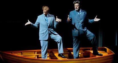 De izquierda a derecha, el tenor Benjamin Bruns y el bajo Franz-Josef Selig en El holandés errante, en el Festival de Bayreuth.