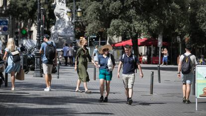 En la imagen,  Las Ramblas de Barcelona a la altura del teatro Principal.