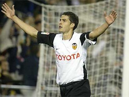 Jorge López celebra un gol al Zaragoza.