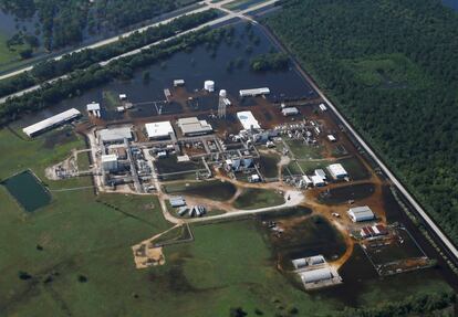 La planta inundada del fabricante químico francés Arkema SA en Crosby (Texas), el 31 de agosto.