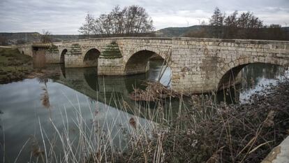 El río Carrión a su paso por la localidad palentina de Husillos.